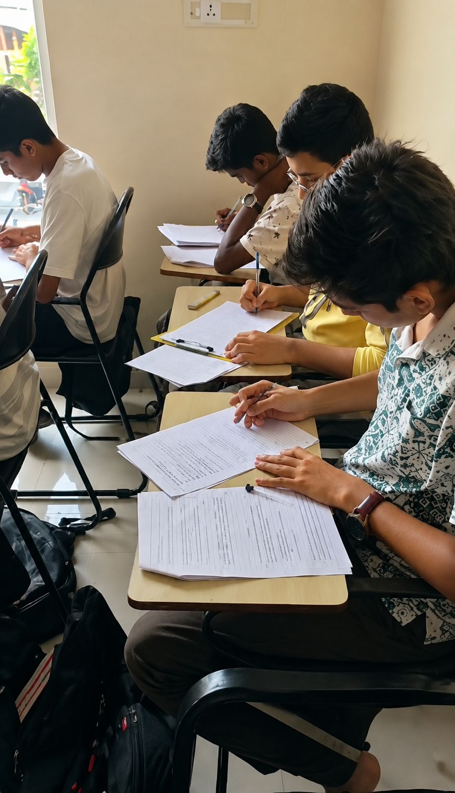 Student working at a desk